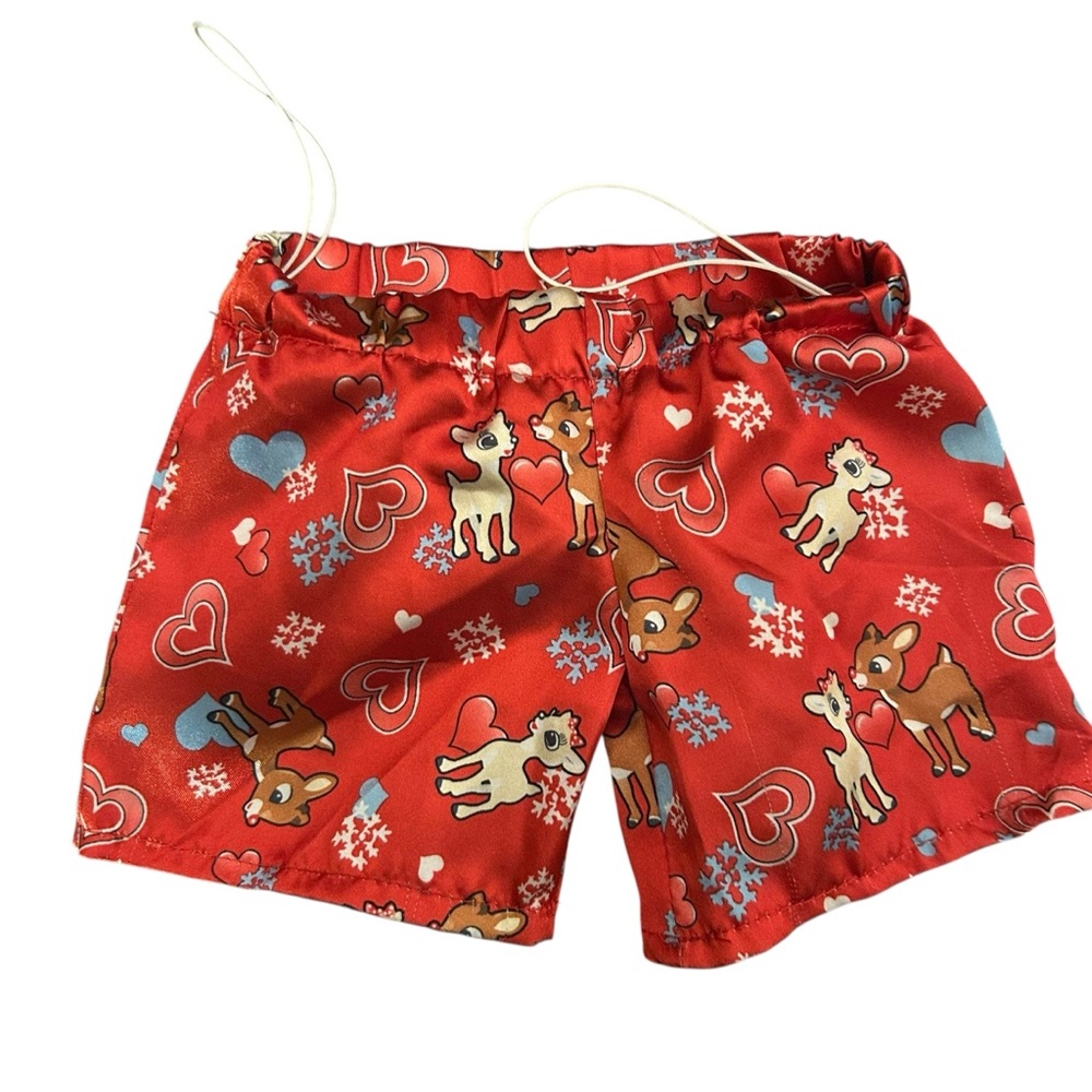 Build-A-Bear Rudolph Reindeer PJ Shorts — Holiday Satin